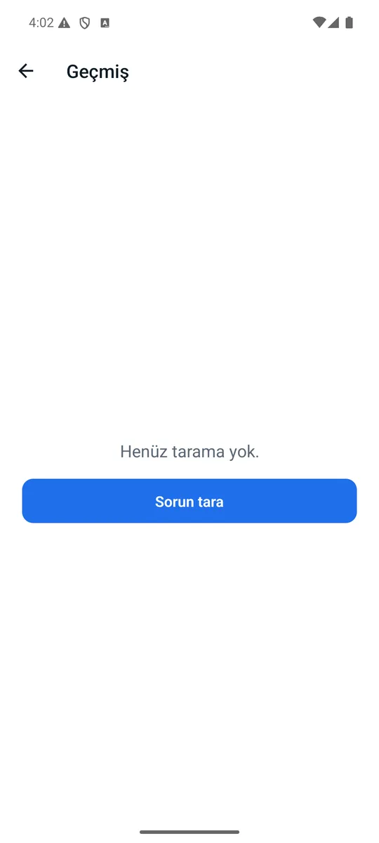 Ustify tarama geçmişi ekranı